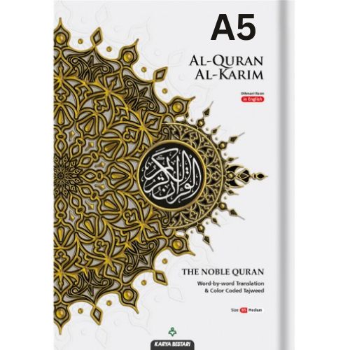 The Noble Quran Word-By-Word Translation & Color Coded Tajweed A5 Size (Arabic-English)